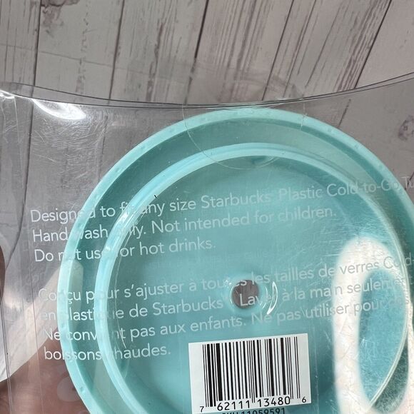 Starbucks Lid Replacement Screw On Lid Polka Dot Blue Pink Back NEW Cold Cup - Picture 3 of 3